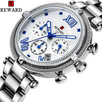 Reward Luxury Gold Women Watches Stainless Steel Strap Quartz Chronograph Date Wrist Watches Waterproof Clocks Relogio Masculino