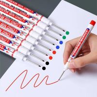 4 Pcs/Set Long Head Markers Pen Bathroom Woodworking Decoration Multi-purpose Deep Hole Marker Pens Pen Red/Black/Blue Ink