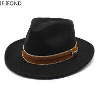 ใหม่ขนสัตว์ผู้ชายรู้สึกหมวก Fedora สำหรับฤดูหนาวฤดูใบไม้ร่วงวินเทจโค้งปีก G Angster T Rilby คริสตจักรแจ๊สหมวก