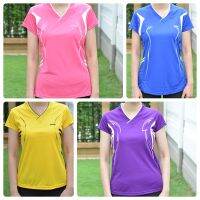 Womens V nect Sport shirtเสื้อกีฬาคอวีหญิงทรงเข้ารูปทรงสวยผ้าเกรดดีตัดเย็บดีไซส์ L-5XL