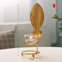 Metal Golden Leaf Design Candleholder Table Decor Candle Holders Romantic Candle Stand Home Living Room Wedding Party Ornament