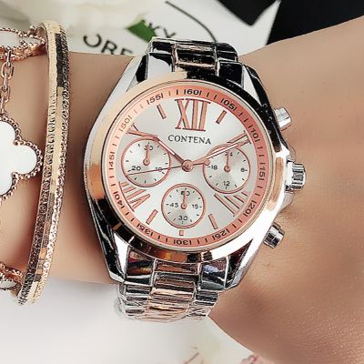 （A Decent035）ใหม่แฟชั่นผู้หญิงนาฬิกาแบรนด์ทองเจนีวาสุภาพสตรี ClockDesignAnalog นาฬิกาข้อมือ Reloj Mujer M
