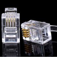 【cw】 Brand New RJ11 4P4C Plug Gold Plated Network  100PCS/lot