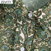 Zevity Women Vintage Paisley Floral Print Hem Bow Tied Blouse Female Retro Single Breasted Shirt Chic Chemise Blusas Tops LS9659