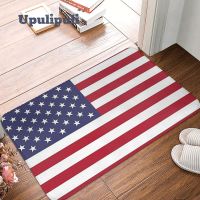 【PPQ Home Life Museum】 American USA Flag พรมเช็ดเท้าพรมนุ่มกันลื่นเสื่อดูดซับสำหรับประตูทางเข้าห้องครัวพิมพ์ระเบียงเสื่อคุณภาพสูง