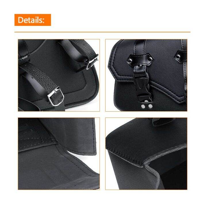 Black Universal Pu Leather Motorcycle Saddle Bags Side Tool Bag Luggage