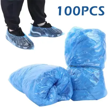 100 PCS Plastic Disposable Waterproof Shoe Covers Non-Slip Wear