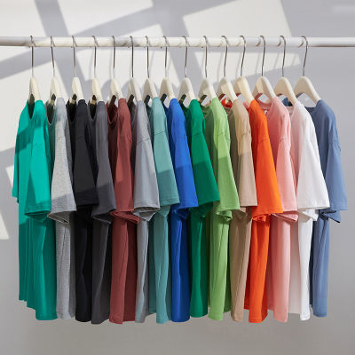 2023 ฤดูร้อนสินค้าใหม่สไตล์ฮ่องกงผู้ชายผ้าฝ้ายแขนสั้น T เสื้อผู้ชายเสื้อวัยรุ่นคอกลมสีทึบเสื้อยืดขายส่ง