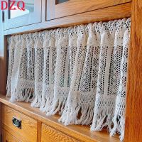 【YD】 Crocheted Hollow Short Curtains Manual Tassel Half for Door or Window  A140