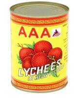 AAA ลิ้นจี่กระป๋อง Lychees in syrup [กระป๋องขนาด 565 กรัม]