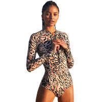 Professional Supply Ladies Leopard Long Sleeve 1 Piece Chest Zip Diving Wetsuit