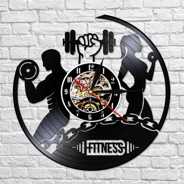 fitness-vinyl-record-clock-sport-body-health-handmade-sports-gym-wall-art-bodybuilding-room-decor-dumbbell-vintage-lp-wall-clock