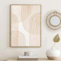 ♚❡ Beige Geometric Boho Art ภาพวาดผ้าใบ Nordic Minimalist โปสเตอร์และพิมพ์ภาพผนังสมัยใหม่สำหรับห้องนอนห้องนั่งเล่น decor