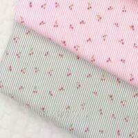 Graceful Pink Green Stripe Fruit Cherry Printed Cotton Fabric 50x160cm For DIY Sewing Bedding Quilting Cloth Decoration