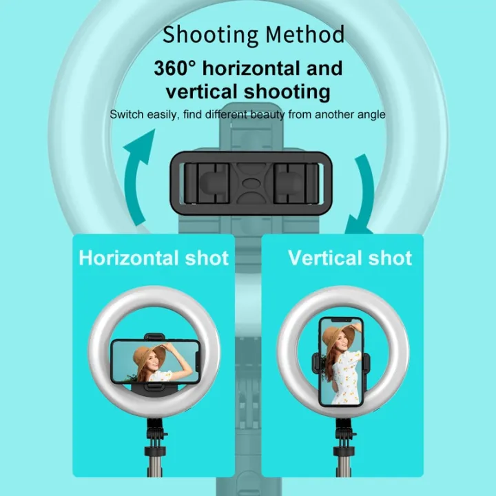 เลนส์ติดกล้องโทรศัพท์มือถือมือถือเซลฟี่่บลูทูธไร้สายแบบ4-in-1ขาตั้ง1-6ม-พร้อมแสงไฟสำหรับถ่ายภาพวงแหวน-led-8นิ้วสำหรับ-android-ios