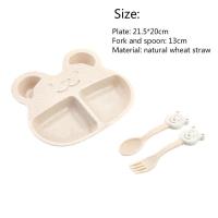 3PCSSet Cute Baby Plate Fork Spoon Healthy Material Easy To Clean BPA Free