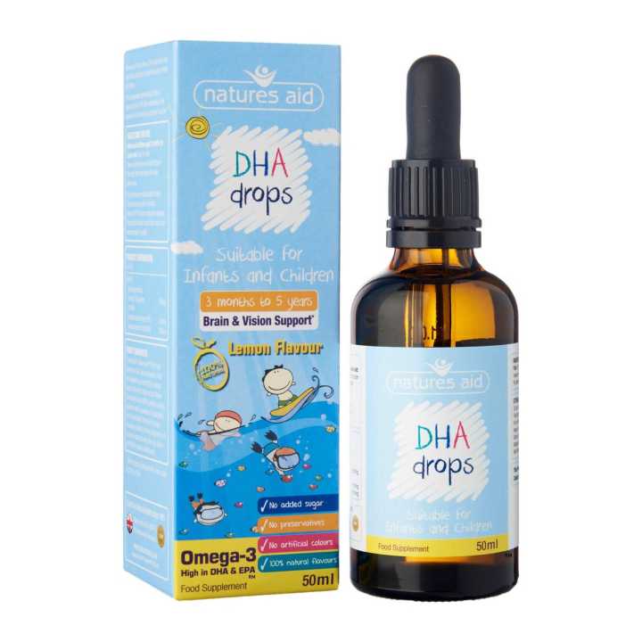 Natures Aid Mini Drops DHA Omega-3 Brain &amp; Vision Support