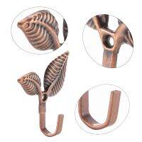 2 x Iron Leaf Shaped Curtain Tie backs Holders Wall Hooks Home Decor, Red Bronze