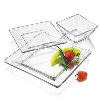 Mainstays 12-Piece Square/Round Clear Glass Dinnerware Set