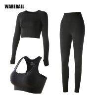 【Hot Sale】embellishembellishผู้หญิง SeamlessSet FitnessSuits ยิมเสื้อผ้าแขนยาวพืชยอดนิยมเสื้อเอวสูงกางเกงออกกำลังกาย