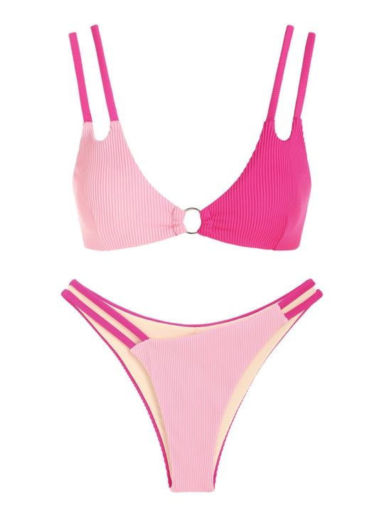 zaful-womens-o-ring-bikini-set-color-block-two-piece-wire-free-padded-pink-top-low-waist-bottom-swimsuits-bathing-2023-sexy-xy2