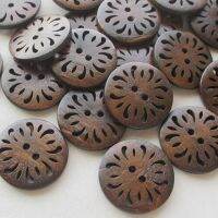 10pcs Brown Pierced Flower Wood Buttons 30mm Sewing Craft