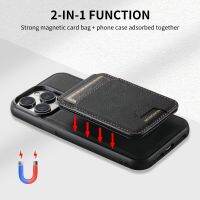 กระเป๋าใส่บัตรฟังก์ชั่น 2In1 Magsafeเคสโทรศัพท์แม่เหล็กสำหรับiPhone 15 14 13 12 Pro Max Plusหนังที่ถอดออกได้Bank Card Holder Cover