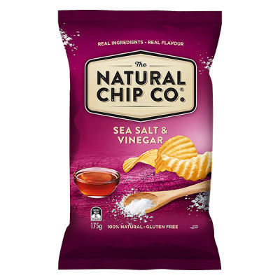 The Natural Chip Co. Sea Salt and Vinegar 175g เดอะเนเชอรัลชิปมันฝรั่งแผ่นหยักทอดกรอบรสเกลือทะเลและน้ำส้มสายชู ขนาด 175 กรัม (2737)