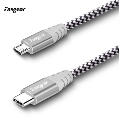 Fasgear USB C ถึง Micro USB Cable Nylon ided Charger 3A สาย USB สำหรับศัพท์มือถือ Samsung Xiaomi Redmi Charger Cord