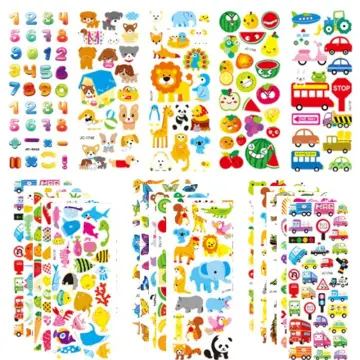 3D Stickers for Kids Toddlers 8 Different Sheets 3D Puffy Bulk