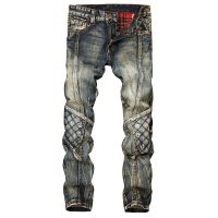 Jeans For Men Cargo Pants Splicing Denim Trousers Biker High Quality Male Straight Casual Designer Military Many Multi-Pocket