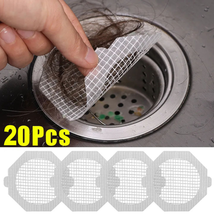 20pcs Disposable Drain Hair Catcher Sticker, Bathroom Kitchen Sink Filter  Shower Cover For Floor Drain