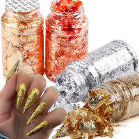 1Pcs ฟอยล์สติกเกอร์ติดเล็บกระดาษ Glitter เงาฟอยล์ Leaf Silver Gold Design Flakes 3D Nails Decasl เล็บตกแต่งแต่งหน้า