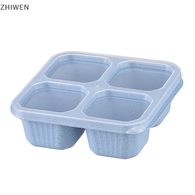 ZHIWEN กล่องใส่ขนมด้วยสี่ผ้าคลุมใสจานอาหารว่างกับกล่องผลไม้อบแห้งชาและกล่องอาหารและจานอาหารว่างสดเก็บ