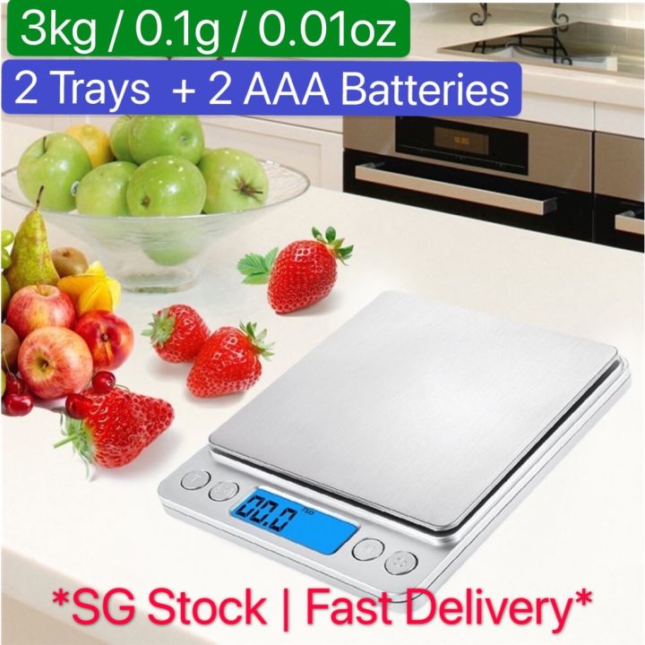 Digital Kitchen Scale-3000g/0.1g Mini Food Scale-Gram Scale with 2 Trays-6