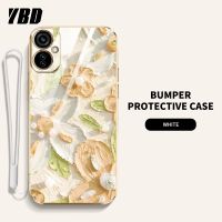 YBD เคสโทรศัพท์ดีไซน์ใหม่สำหรับ Infinix Tecno Camon 19 Neo เคสชุบภาพน้ำมันเคสลายดอกไม้เคสแถมฟรีสายคล้อง