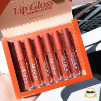 ลิปเซ็ต 6 แท่ง ลิปกลอส ให้ความชุ่มชื้น กันน้ำ ไม่ติดแมส HENGFANG LIP GLOSS SILKY&amp;LASTING ลิปจุ่มเนื้อแมท ติดทนนาน lip