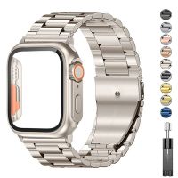 สายเหล็กสแตนเลสสำหรับสายคาด Apple Watch 45มม. 41มม. 40มม. 44มม. สร้อยข้อมือโลหะ Correa I Watch 7 6 5 SE 8เคสเปลี่ยนเป็น Ultra