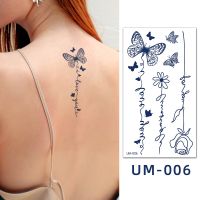 【YF】 Waterproof Long Lasting Temporary Tattoo Sticker Herbal Juice Ink Blue Flowers Text Daisy Tattoos Fake Back Neck Body Painting