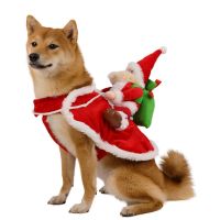 Pet Dog Christmas clothes Funny Santa Claus riding a deer Jacket Coat Pets Christmas Dog Apparel Costumes for Big Dog Small Dog