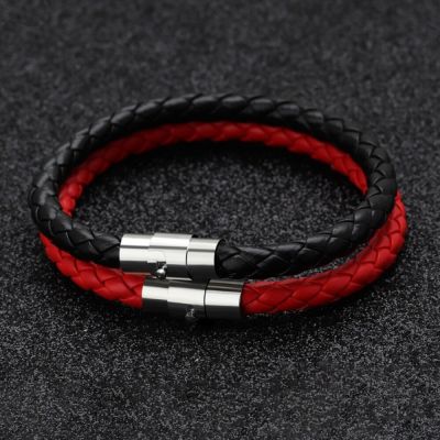 Braided Leather Rope Magnetic Bracelet for Men Women Lucky Red Thread Bangle Couple Braclet Man Jewelry Accessories Friend Gift