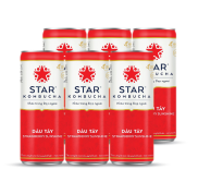 Lốc 6 Lon Nước Trái Cây Star Kombucha Vị Dâu Tây 250Ml