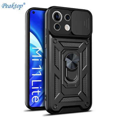 Shockproof Case for Xiaomi Mi 11 Lite 5G NE 1i 11T Ring Stand Push Pull Camera Protection Phone Cover for POCO M3 M4 Pro