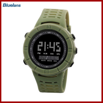 Bluelans®นาฬิกาข้อมืออิเล็กทรอนิกส์สำหรับผู้ชาย,นาฬิกาแฟชั่นหน้าปัดทรงกลมสำหรับนักเรียนกันน้ำได้เหมาะสำหรับเล่นกีฬากลางแจ้ง