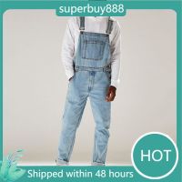 CODaith62sfe 【Hot】Mens Denim Bib Pants Washed Full Length Jeans Jumpsuits Hip Hop Straight Jean Overalls for Men Streetwear New Male Jumpsuit D25
