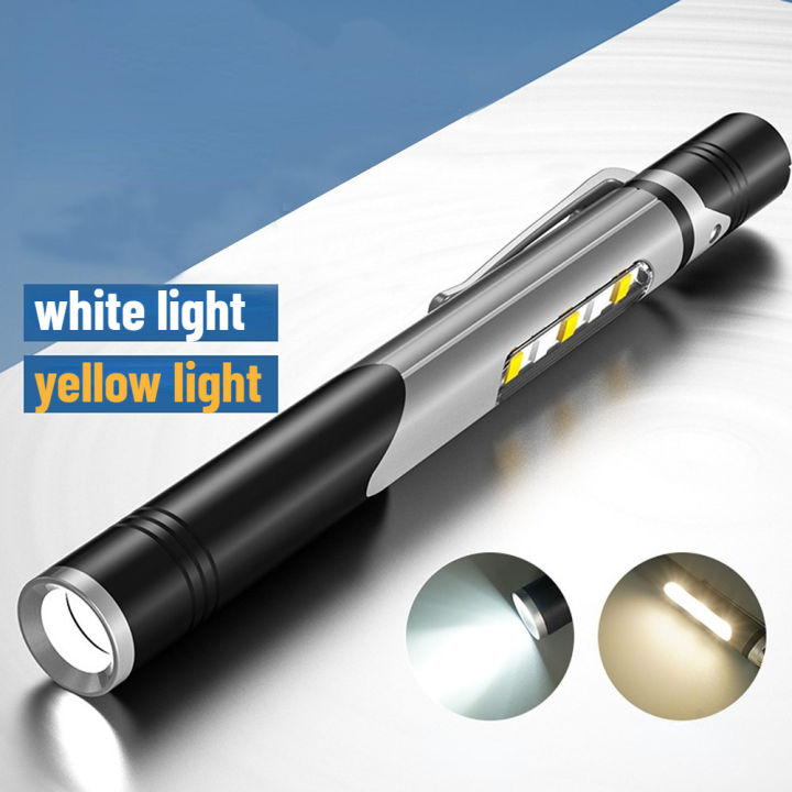 ไฟฉาย-usb-ไฟฉายแรงสูงซูม-portable-flashlights-mini-ไฟฉายสว่างมาก-ขาว-แดง-ไฟสีเหลือง-cree-led-usb-charger-3mode-ซูมได้