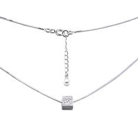 Silver thai 925 Silver Plain square pendant Necklace สร้อยคอจี้สี่เหลี่ยมแบบ3มิติขนาด18inch+2เป็นเงินแท้