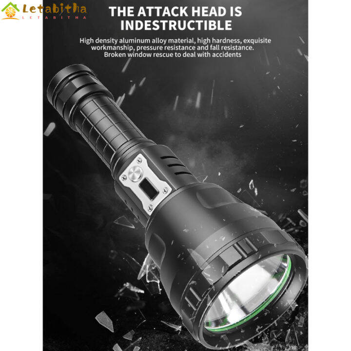 letabitha-ไฟฉาย-led-ไฟฉายไฟกลางแจ้ง-xhp90-1800ลูเมน5ระดับ-type-c-ชาร์จ-usb-ไฟฉายโฟกัสคงที่พร้อมไฟแสดงสถานะพลังงาน