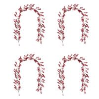 4pcs 6.39FT Red Berry Christmas Garland,Flexible Artificial Berry Garland for Fireplace Decoration