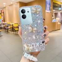 เคสสมาร์ทโฟนพร้อมส่งสำหรับ VIVOV29 VIVO Y78 Y27 Y36 Y02 Y02T Y02A V27e V27 4G 5G เคสนิ่มดีไซน์ใหม่ประดับเลื่อมเพชรคริสตัลผีเสื้อน่ารักฝาหลังเป็นประกาย